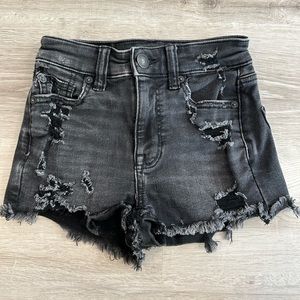 american eagle black denim shorts